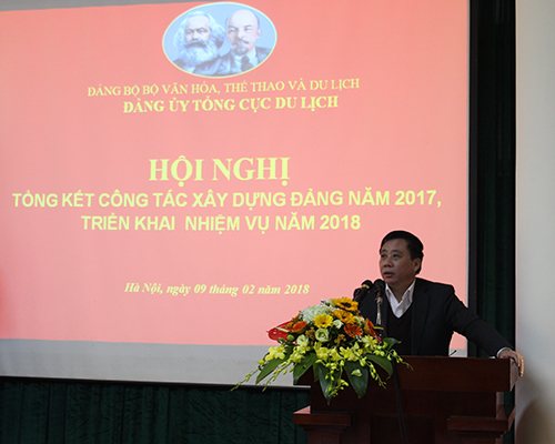 Phó Bí thư thường trực Đảng ủy Bộ Văn hóa, Thể thao và Du lịch Phùng Minh Cường phát biểu chỉ đạo hội nghị